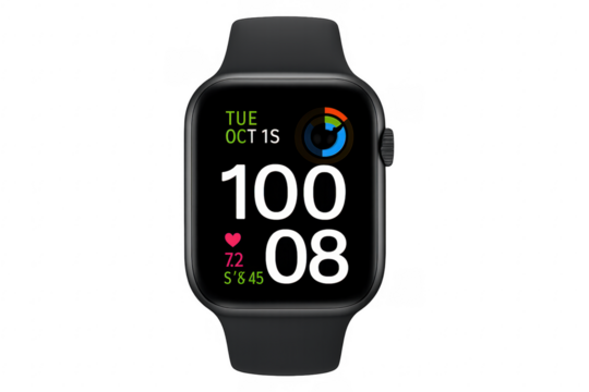 Smartwatch displaying health monitoring and fitness activity