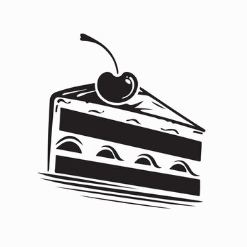Black forest cake logo vector with cherry fruit topping dessert design