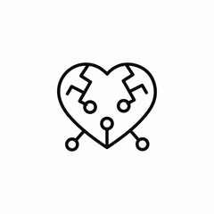 broken heart digital issue icon sign vector