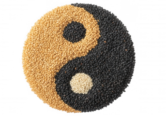 Yin Yang symbol made of sesame seeds image isolated on a transparent background