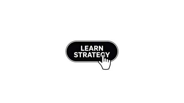 Learn Strategy Button Click Animation : Smooth UI motion graphic showing interactive strategy learning button press effect on white background