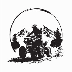 ATV Adventure in Mountain Forest Vector image isolated on white background © Imam