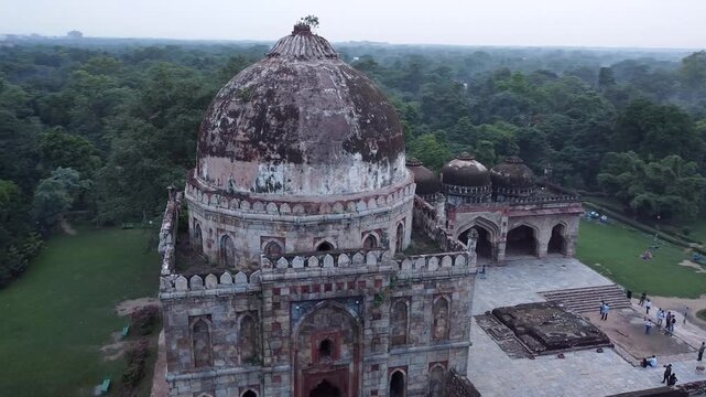 Aerial view of Bada Gumbad Tomb at Lodi Garden, New Delhi, India