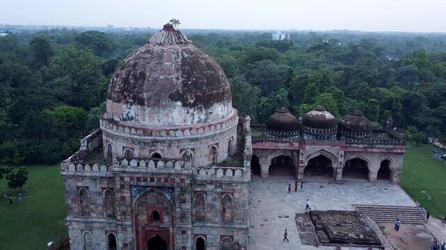 Aerial view of Bada Gumbad Tomb at Lodi Garden, New Delhi, India