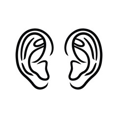 Naklejka premium Ear black outline icon human health sound nose design.