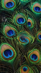 Obraz premium Close-up of vibrant peacock feathers