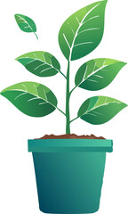 Healthy Green Plant Growing in a Pot - Concept of Nature, Growth and Sustainability - Generated by AI