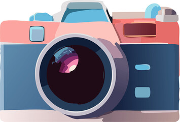 Stylish Retro Film Camera Illustration in Pink and Blue Tones - Generated by AI