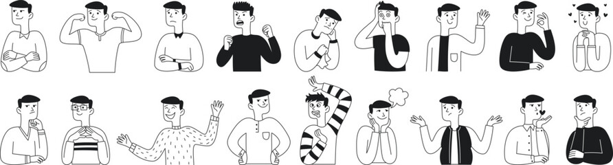 Silhouetted people in various gestures