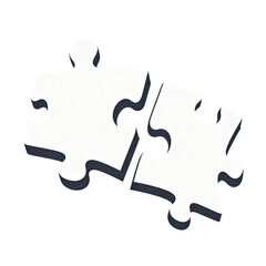 Two white puzzle pieces on white background with copy space
