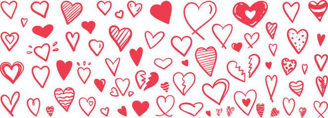 Red hearts pixel art vactors