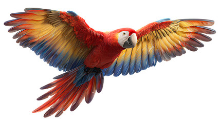 Obraz premium Colorful Scarlet Macaw in Flight – Exotic Tropical Parrot with Vibrant Feathers