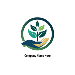 Hand holding plant logo design vector