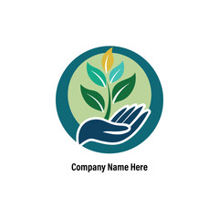 Hand holding plant logo design vector
