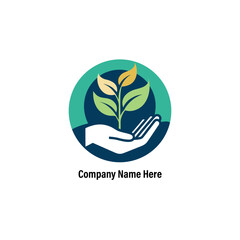 Fototapeta premium Hand holding plant logo design vector