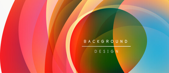 Abstract colorful layers create dynamic visual effect. Smooth gradients blend, forming flowing shapes. Text reads background design.