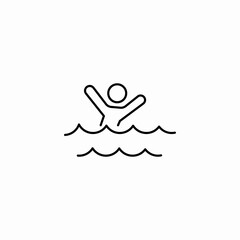 drowning person in water icon sign vector