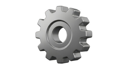 Silver metal gear isolated on transparent background