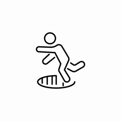 falling into open manhole icon sign vector