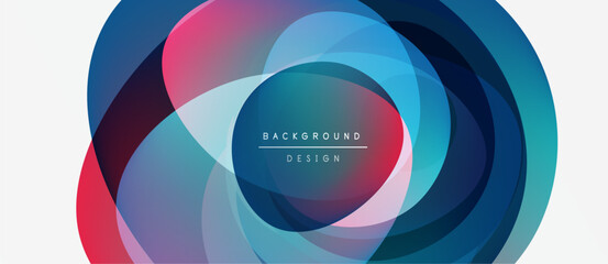 Obraz premium Abstract colorful layers create dynamic circular design. Gradient hues blend, forming modern visual effect. Text reads background design.