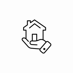 hand holding house icon sign vector