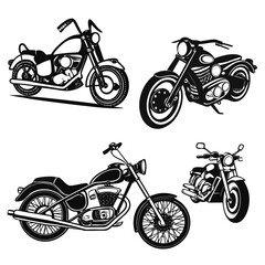 Obraz premium Vector art of set of different motorcycle illustration, a classic design