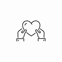 holding large heart icon sign vector