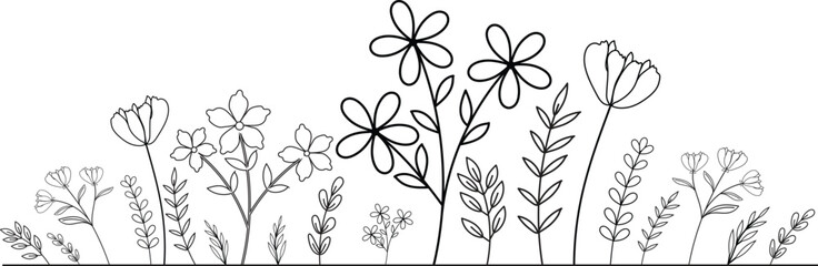Minimal Floral Line Art Vector