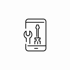 smartphone mobile fixing icon sign vector