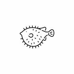 spiky puffer fish icon sign vector