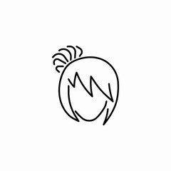 spiky fringe ponytail up icon sign vector