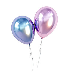 Two shiny, iridescent balloons floating on a black background