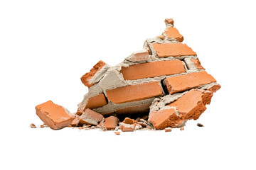Broken brick pile with mortar