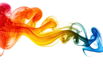 Colorful, flowing smoke cloud against a stark black background