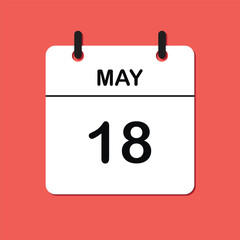 May 18. Daily Calendar icon for design. Simple design for business brochure, flyer, print media, advertisement. Easily editable.