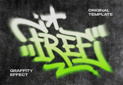 Blurred Graffity Spray Text Effect Mockup