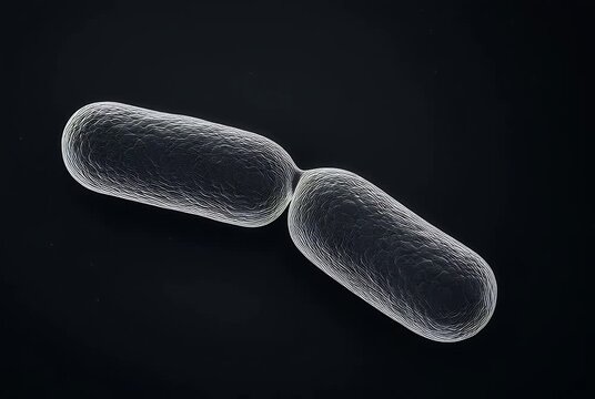 Microscopic view of a bacterium dividing through binary fission