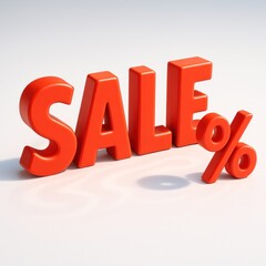 3D orange "SALE" letters with percentage sign on plain bright surface