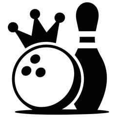 Bowling ball with crown and pin icon