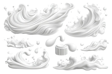 Sculpted creamy white liquid splashes, drips, and flows