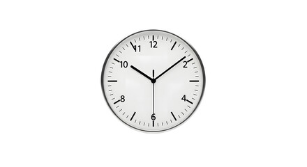 Classic oval white clock face with black roman numerals and hands isolated on transparent background