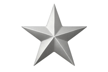 Fototapeta premium Metal star with a brushed silver texture, representing quality, leadership, and positive ratings, isolated on a transparent background