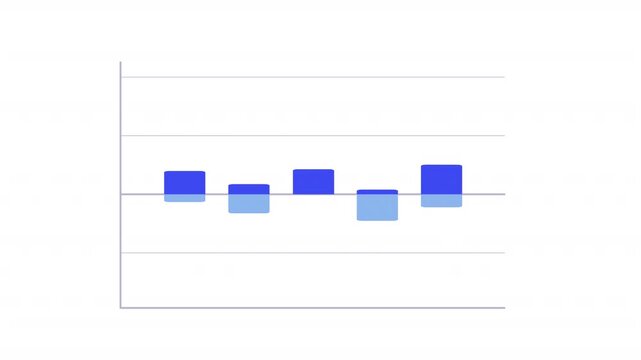 Diverging bar chart infographic element animation. Diagram for data comparison. Corporate workflow. Animated chart graph. Dynamic data visualization on white background. HD video, motion graphics