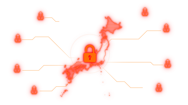 Cyber Japan Hacker Attack From Outside Transparent Opened