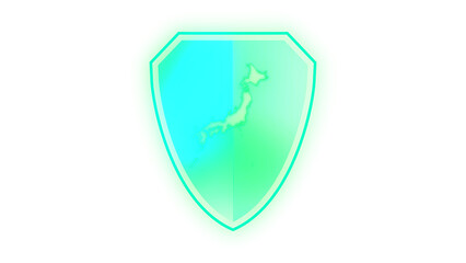 Cyber Japan Map Green Shield Reveal Transparent defence