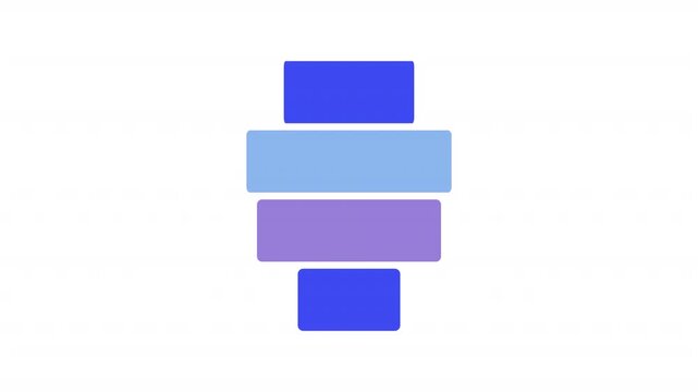 Funnel chart infographic element animation. Data processing stages visualization. Sales tracking. Animated chart graph. Dynamic data visualization on white background. HD video, motion graphics