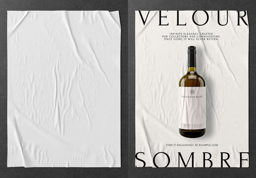 Elegant Wine Bottle Advertisement Design Mockup PSD With Generative AI