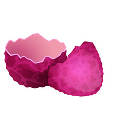 Pixel Art Pink Dragon Egg Cracked Open Showing Inner Texture With White Background Detailed Illustration
