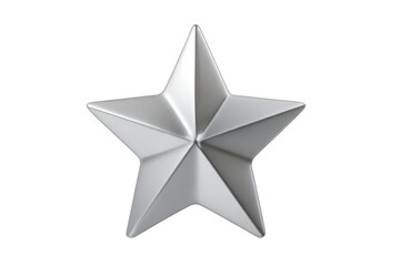Fototapeta premium Silver five-pointed star representing quality, rating, success, achievement, and distinction on a transparent background
