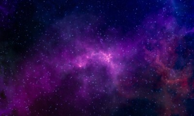 Fototapeta premium Vibrant purple nebula and star field in deep space